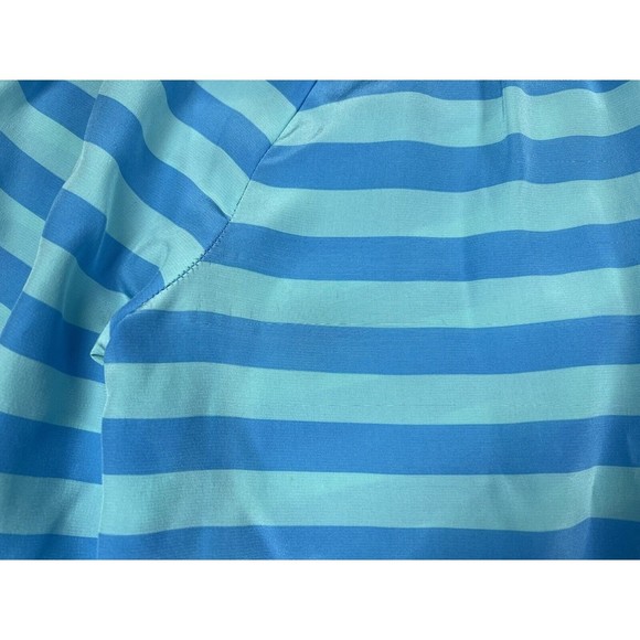 LILLY PULITZER Women's Blue Aqua Striped V-Neck‎ Long Sleeve Silk Blouse Sz XS - Picture 10 of 13